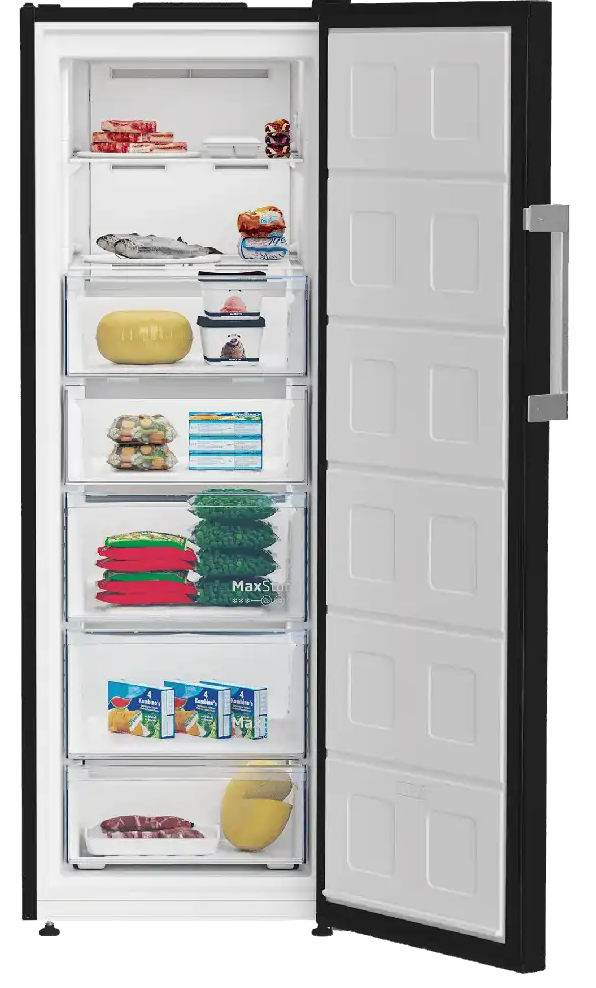 Beko No Frost Upright Freezer, 6 Drawers, Digital Touch Screen, Made in Turkey, Black, B3RFNE274B