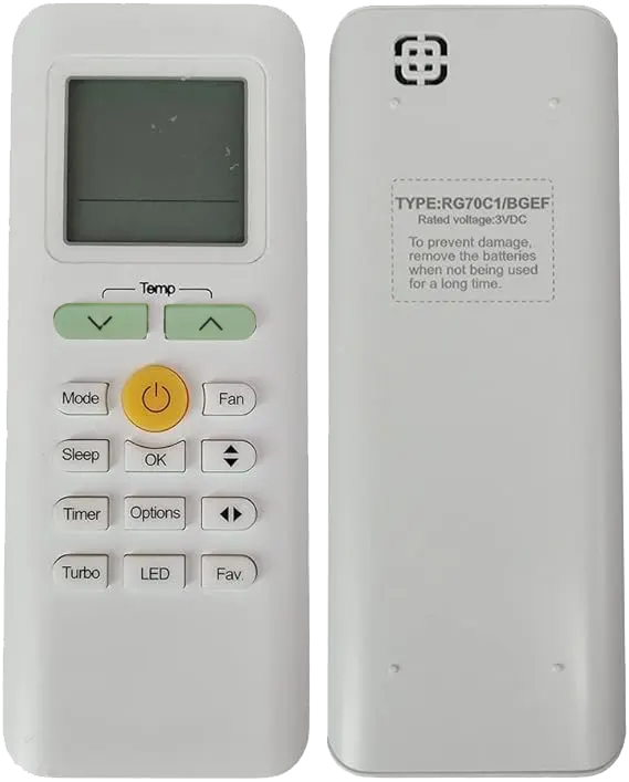 Midea Air Conditioner Remote Control, Digital Display, LED Lighting, White