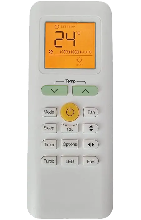 Midea Air Conditioner Remote Control, Digital Display, LED Lighting, White