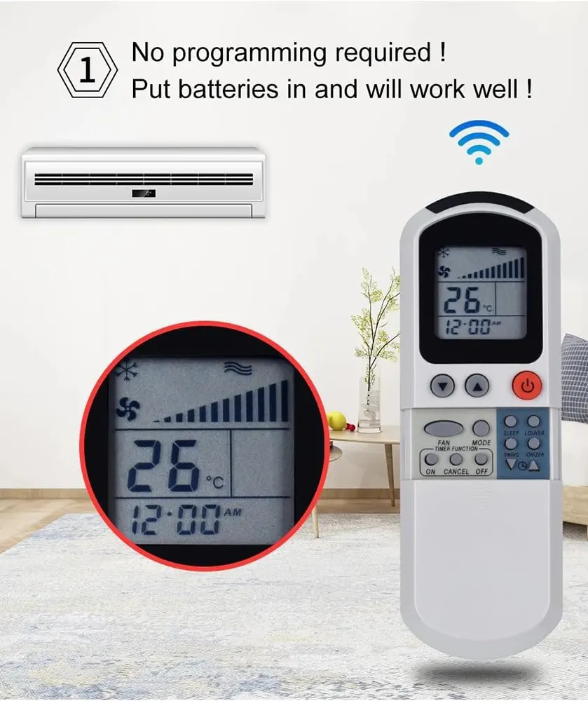 Unionaire Air Conditioner Remote Control, Digital Display, White