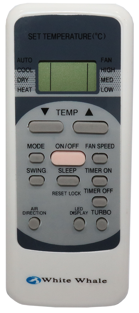 White Whale Air Conditioner Remote Control, Digital Display, White
