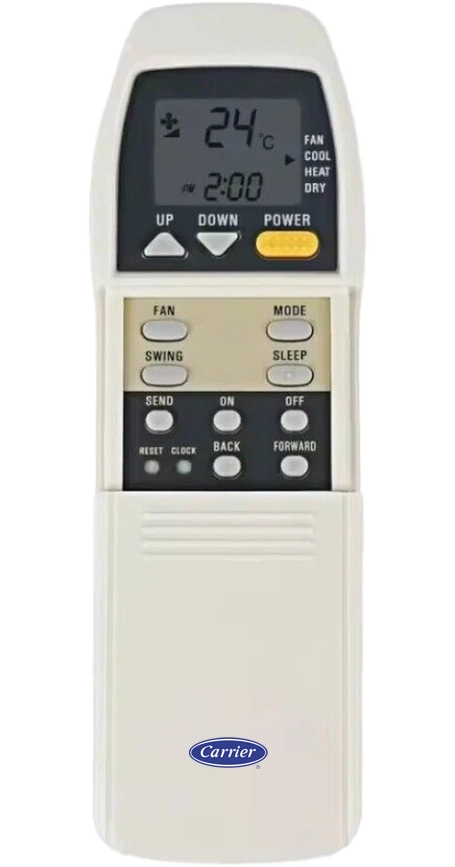 Carrier Ceiling Air Conditioner Remote Control, Door Remote, Digital Display, White