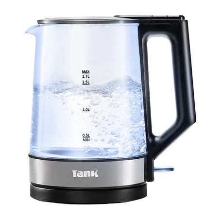 Tank Classic Electric Kettle, 1.7L, 1850W, Glass, Black, KG-2318