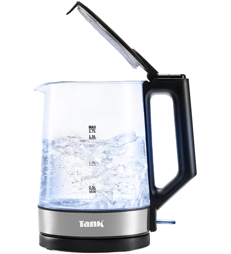 Tank Classic Electric Kettle, 1.7L, 1850W, Glass, Black, KG-2318