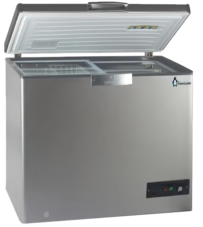 ديب فريزر بنجوين ديفروست ، 205 لتر ، أستانلس داخلي ، باب زجاج داخلي ، ماتور LG ، سيلفر ، ES250