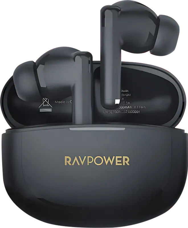 Ravepower True Wireless Earbuds, Bluetooth ,  Up To 24Hrs Battery, Dual Microphone With ENC, Black, RP-BH1014