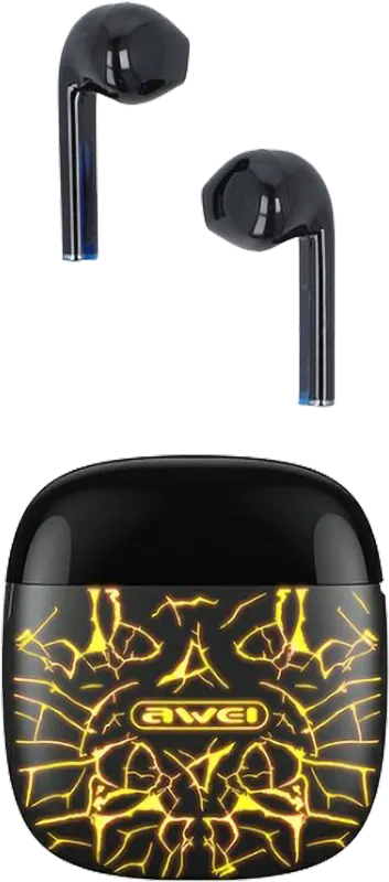 سماعات أذن ألعاب لاسلكية حقيقية اوي  T28 Pro بتقنية البلوتوث V5.1، بطارية 500 مللي أمبير-ساعة، لون أسود*أصفر