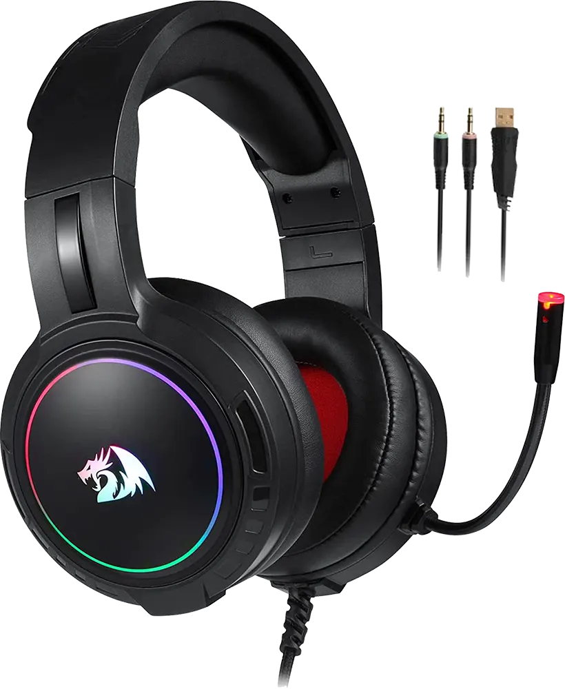 Redragon Mento Wired Gaming Headset , 3.5mm+ USB , Surround Microphone, Black, H270-RGB