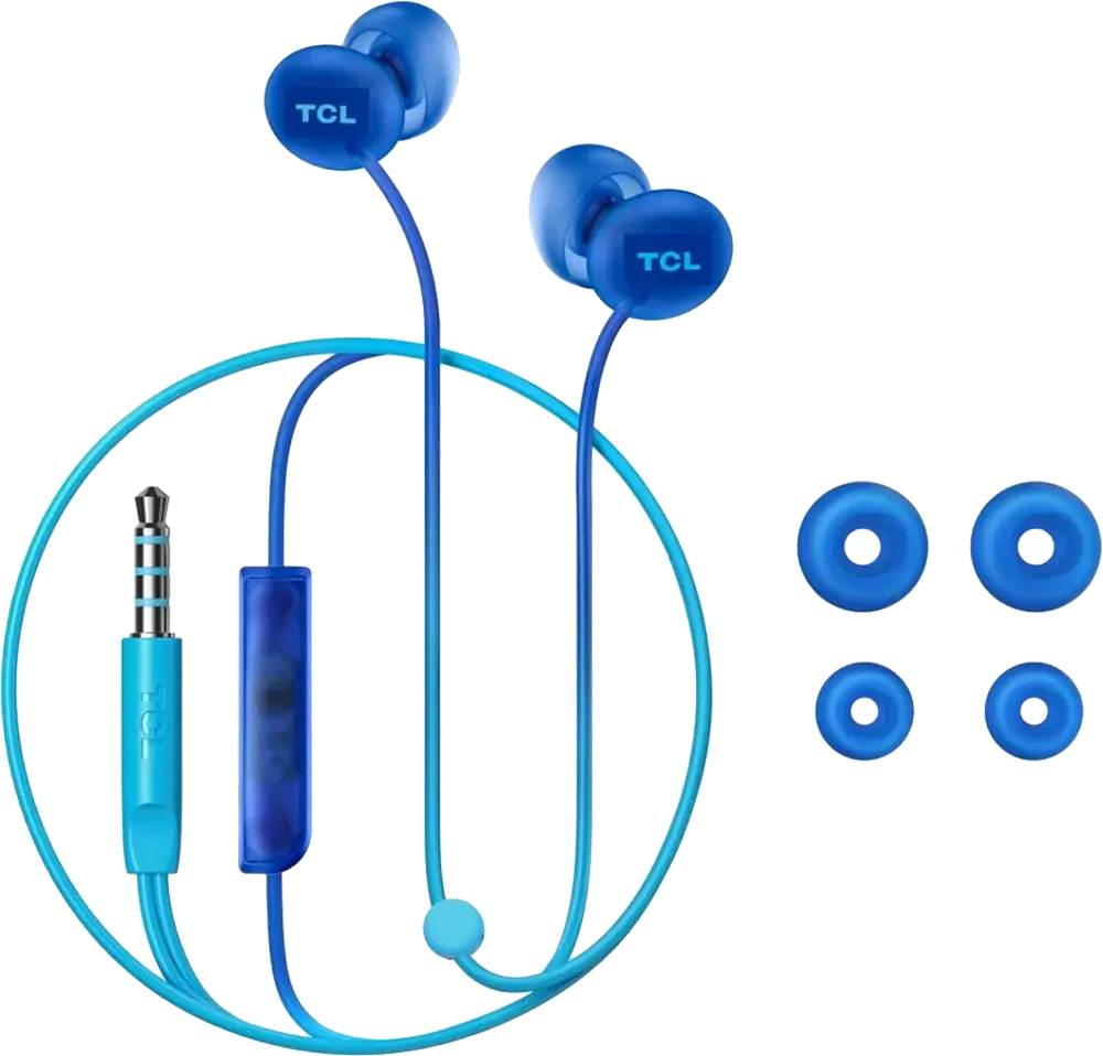 سماعات أذن سلكية من TCL، مقبس 3.5 مم، عازلة للضوضاء، أزرق، SOCL300BL