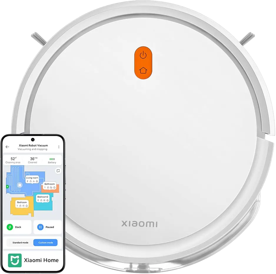 Xiaomi E5 Smart Bagless Robot Vacuum Cleaner, 25W, Rechargeable, App or Voice Control, White, Model BHR7969EU
