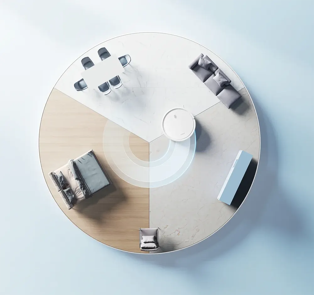 مكنسة ذكية شاومي E10 روبوت بدون كيس، 35 وات، استخدام جاف ورطب، قابلة للشحن، تحكم عن طريق التطبيق او الصوت، لون أبيض، موديل BHR6783EU