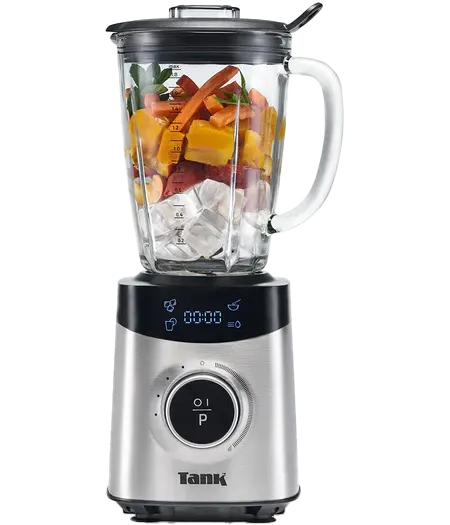Tank Smart Blender, 1500 Watt, 1.8 Liter, Digital Display, 10 Speeds, Glass, Silver, YB-S09