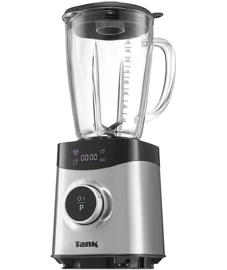 Tank Smart Blender, 1500 Watt, 1.8 Liter, Digital Display, 10 Speeds, Glass, Silver, YB-S09