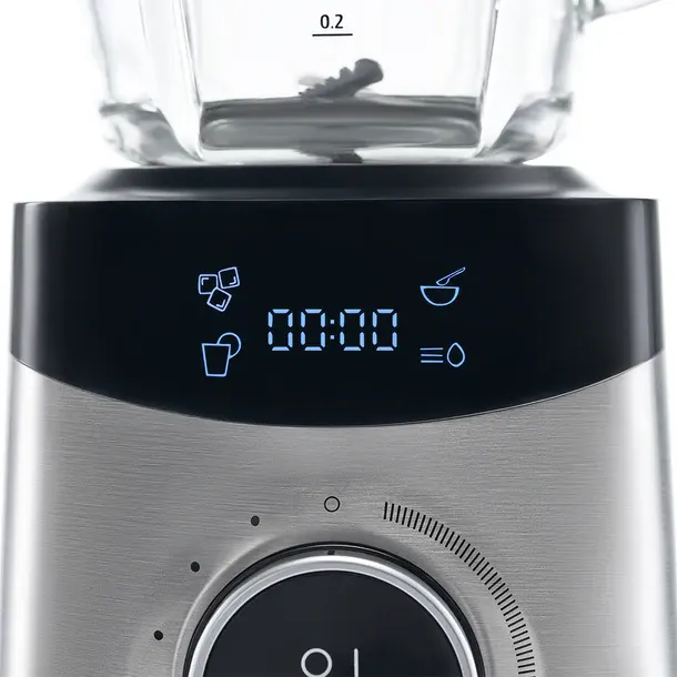 Tank Smart Blender, 1500 Watt, 1.8 Liter, Digital Display, 10 Speeds, Glass, Silver, YB-S09