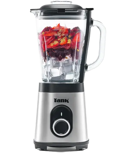 Tank Super Blender, 800 Watts, 1.5L Glass Jar, 900ml Bottle, 2 Speeds, Silver, YB-S62k