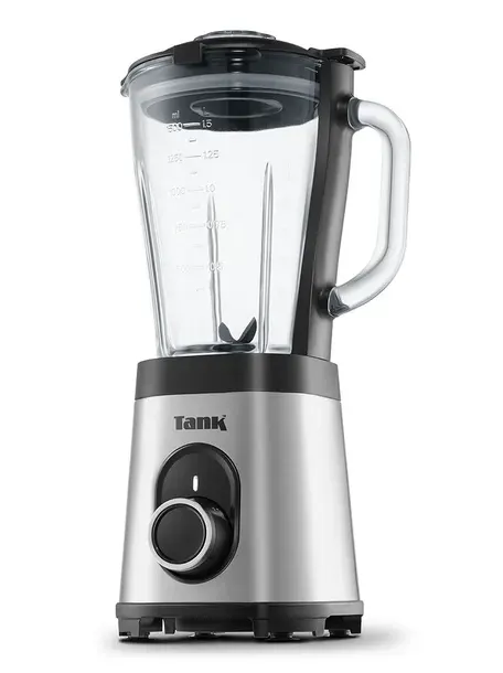 Tank Super Blender, 800 Watts, 1.5L Glass Jar, 900ml Bottle, 2 Speeds, Silver, YB-S62k