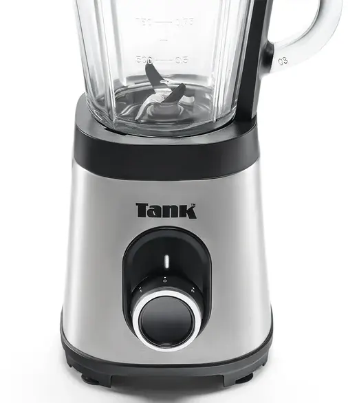 Tank Super Blender, 800 Watts, 1.5L Glass Jar, 900ml Bottle, 2 Speeds, Silver, YB-S62k