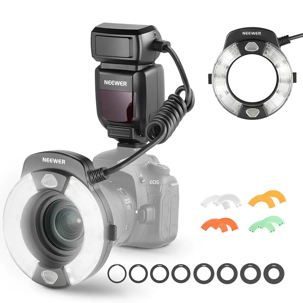 Neewer Macro Ring Flash, 76W, 5600K, LED, GN15, Compatible with Canon Cameras, RF1C