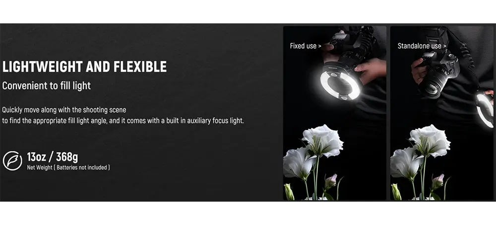 فلاش ماكرو رينج من نيوير، 76 وات، 5600K، إضاءة ليد ،GN15 ، ملائم لكاميرات كانون، RF1C