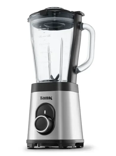 Tank Super Electric Blender, 800W: 1.5L Glass Jug, 500ml Stainless Steel Grinder, 900ml Drinking Bottle, Silver, YB-S62k GR