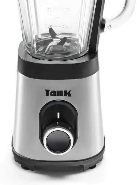 خلاط كهربائي تانك سوبر، 800 وات: وعاء زجاجي 1.5 لتر، مطحنة ستانلس 500 مل، زجاجة شرب 900 مل، فضي، YB-S62k GR