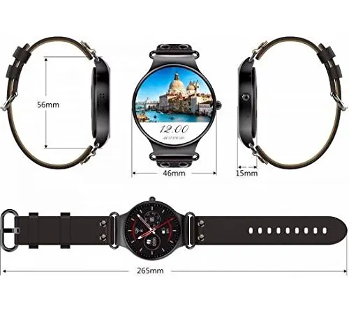 KW98 Smart Watch, 1.39-inch AMOLED Touch Screen, Waterproof, 400mAh Battery, Bluetooth 4.0, Health Sensors, Black