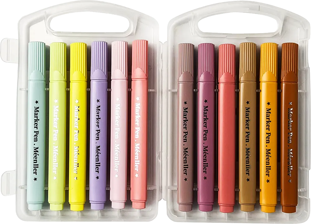 علبة الوان فلوماستر مينلير 12 لون، سن مشطوف بحجم 1-4 مم، ألوان متعددة