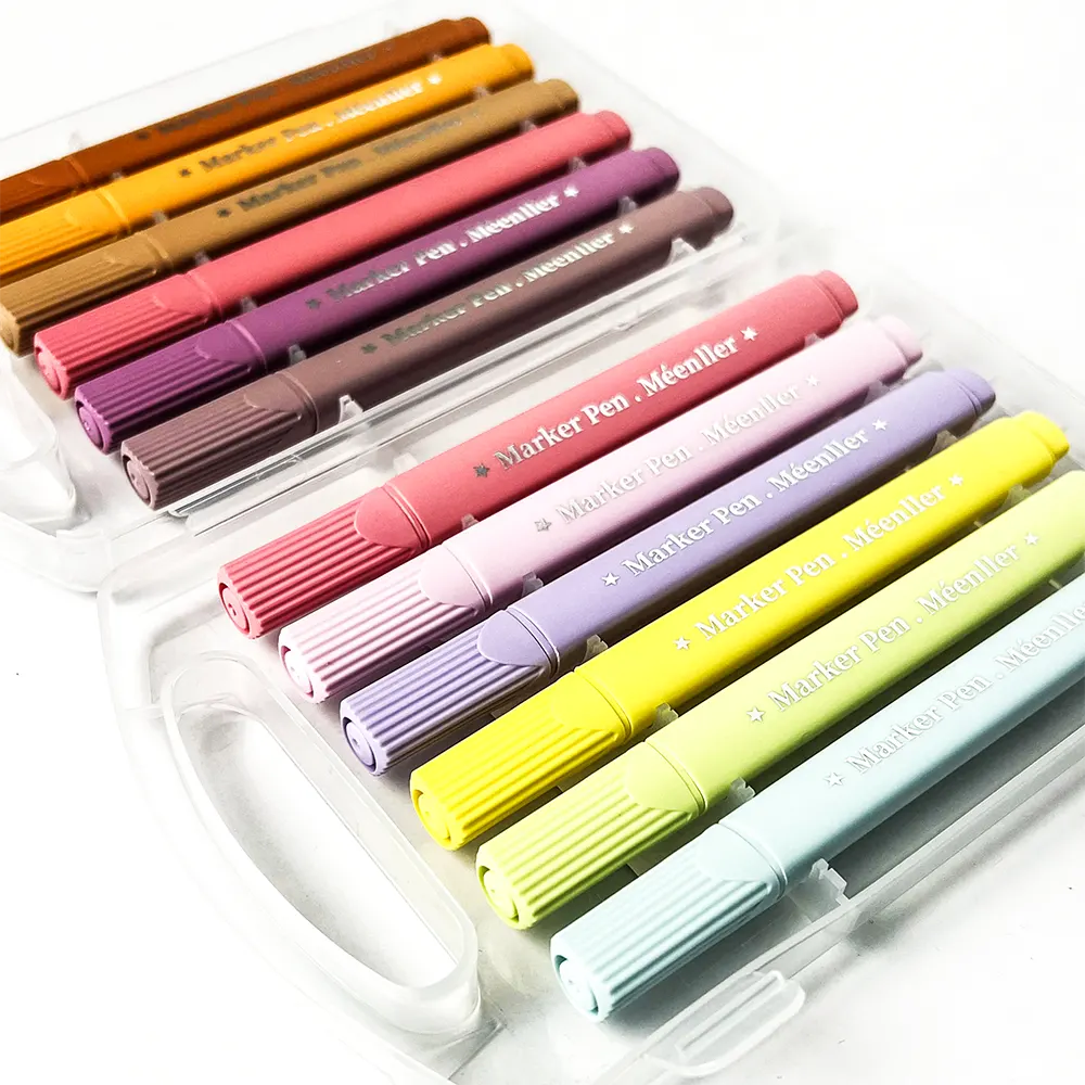 علبة الوان فلوماستر مينلير 12 لون، سن مشطوف بحجم 1-4 مم، ألوان متعددة