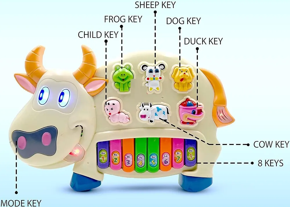 Cow Piano for Kids, with Animal Sounds, Multi-Color, 6600