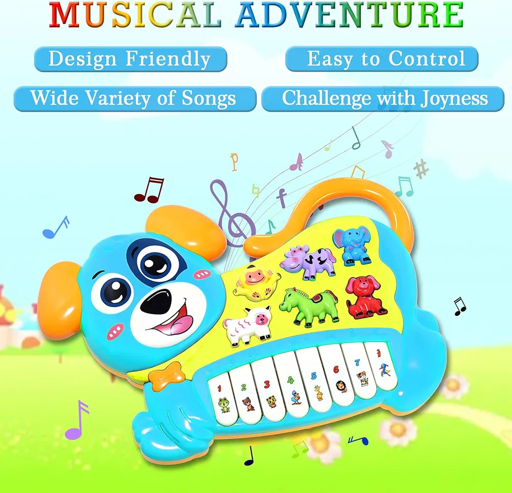 Dog Piano for Kids, with Animal Sounds, Multi-Color, 855-18A