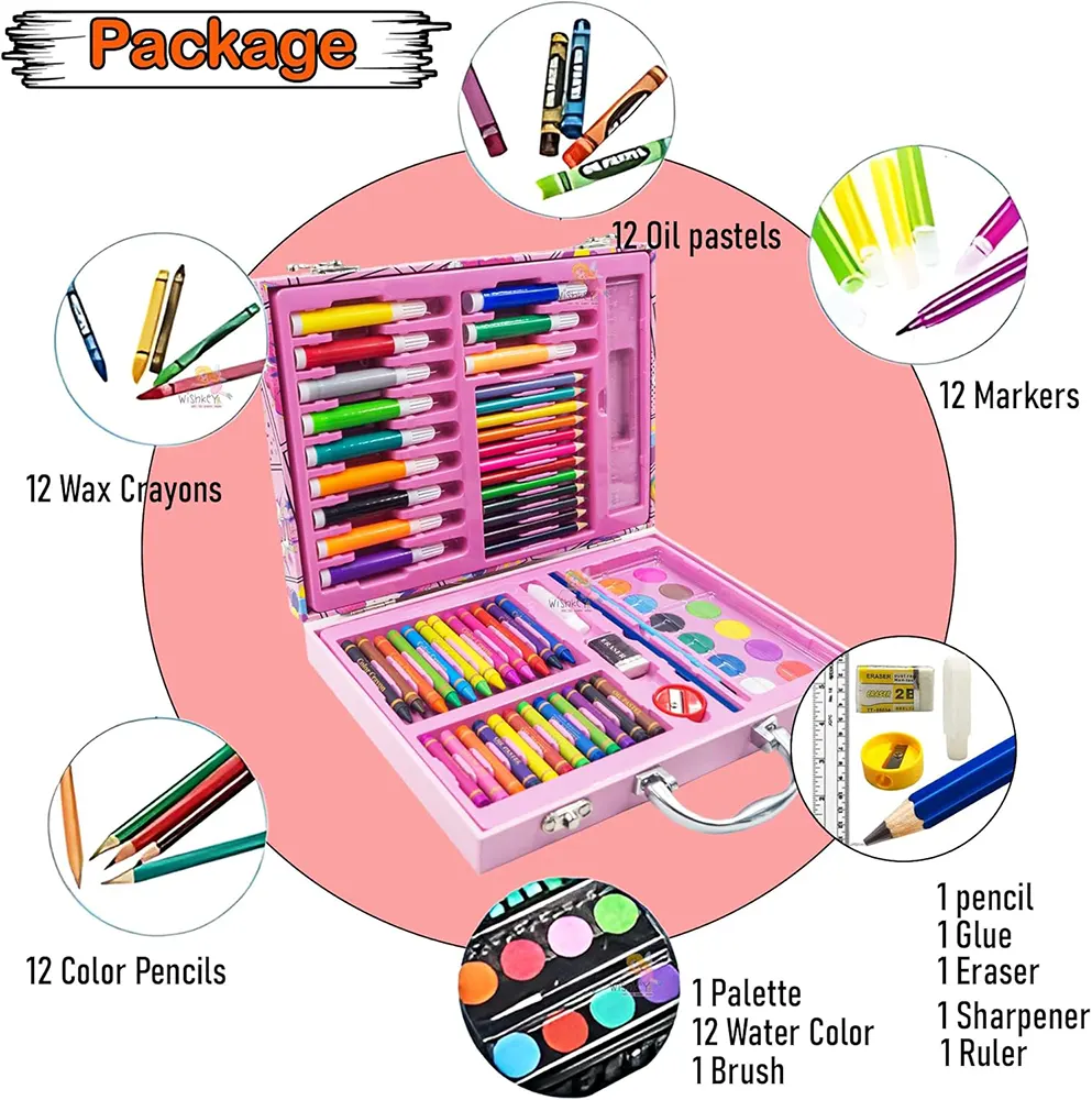 Unicorn Design Drawing and Coloring Tool Bag, 67 Pieces, Ziplock Bag, Assorted Colors