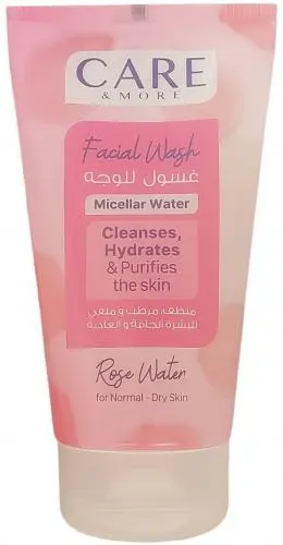Care & More Micellar Water Face Wash With Rose Water For Normal To Dry Skin, 150Ml
