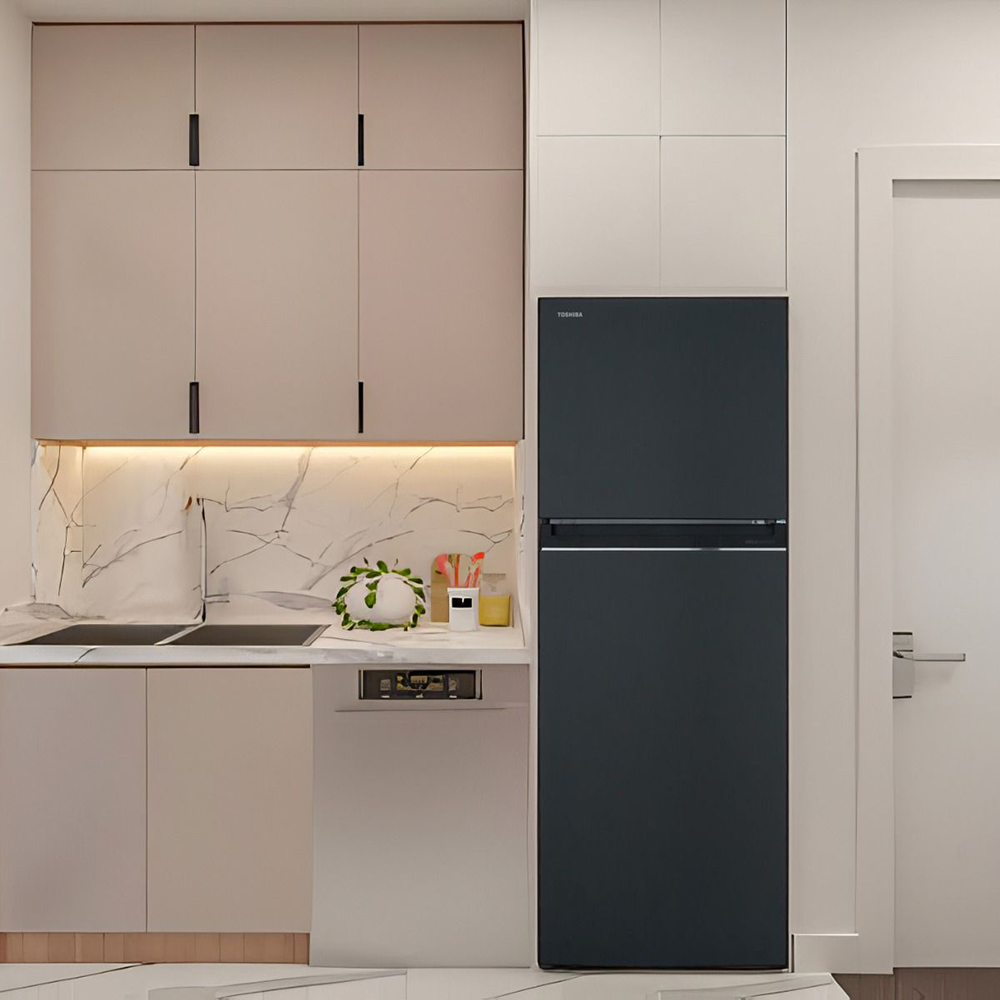 ثلاجة توشيبا نوفروست ، 411 لتر ، 2 باب ، موتور انفرتر ، رمادى ، GR-RT559WE-PMN (06) ، ( بضمان ميراكو19111 )