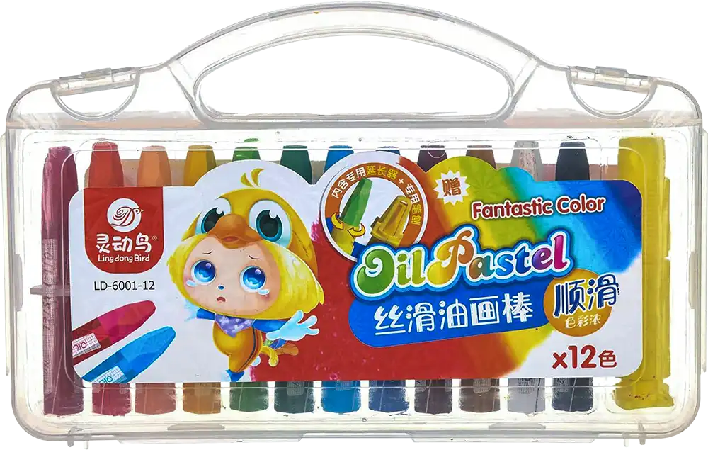 Ling Dong Bird Crayon Box 12 Colors, Assorted Colors, Model LD-6001-12