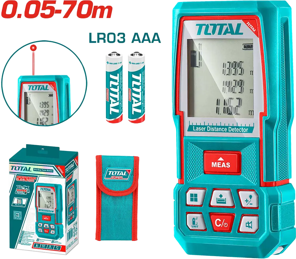 متر ليزر خط أحمر توتال تولز، 70 متر، شاشة ديجيتال، TMT-57026