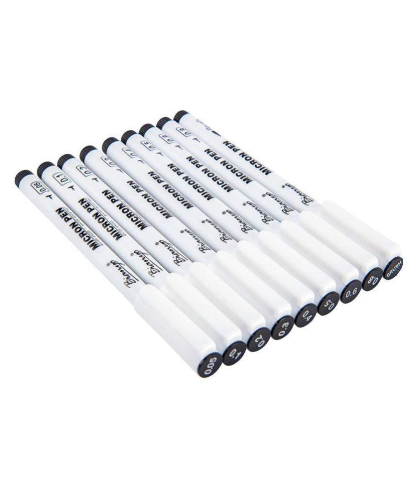 أقلام حبر سايلة بيانيو، 9 أقلام، مقاسات مختلفة، سن ريشة، أسود، 8200