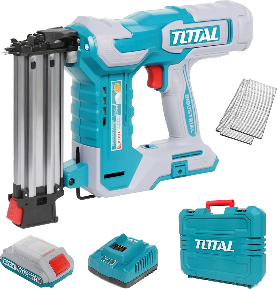 Total Tools Cordless Nail Gun, 20V, 5cm Nail, 105 Nail Load Capacity, with 2Ah Battery and Charger, TCBNLI-5008