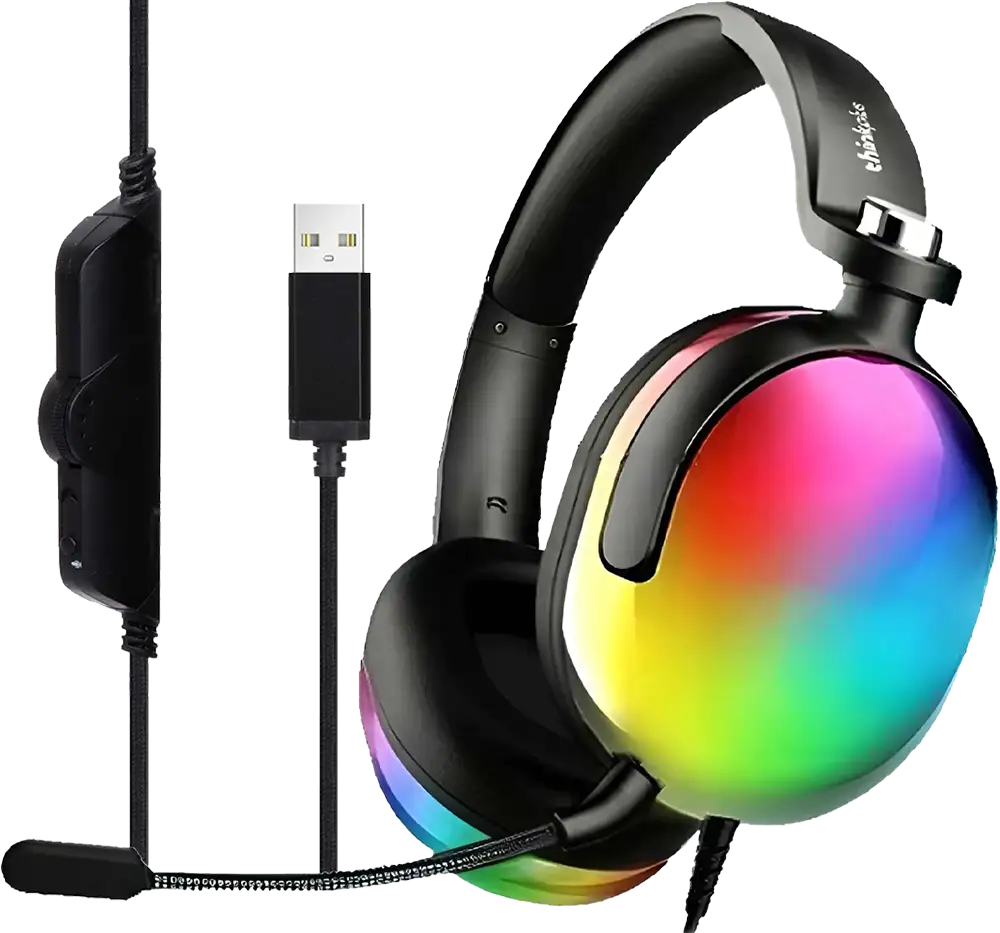 Lenovo Think Plus Wired Headphone ,RGB Colors ,USB Cable, Noise-Canceling, Black , G86B