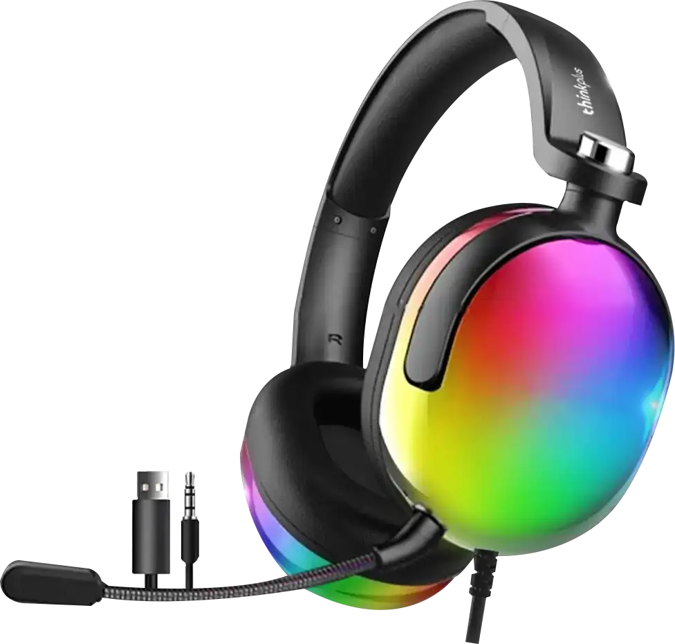 Lenovo Think Plus Wired Headphone ,RGB Colors ,3.5mm+USB Cable, Black , G86B