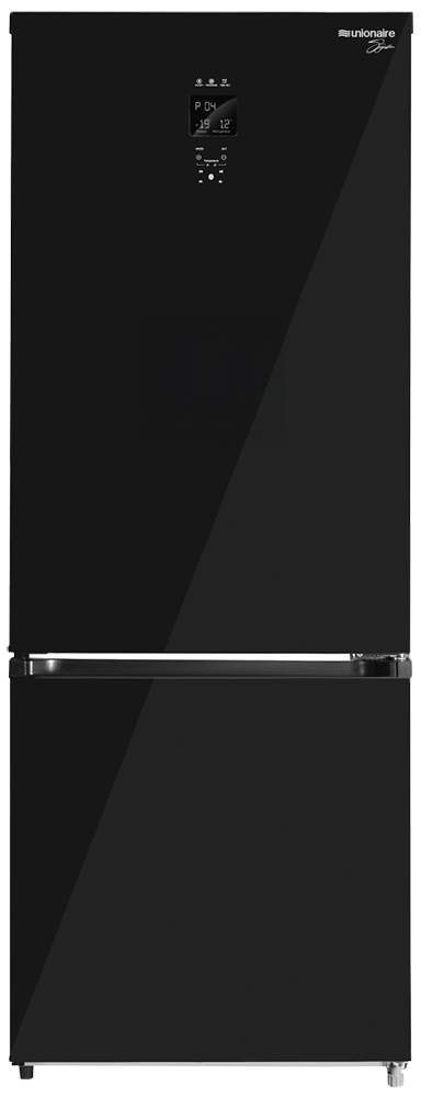 Unionaire Combi No Frost Refrigerator, 505 Liters, Digital Touch Screen, Bluetooth, Black Glass Door, Interior Handle, Black, URN-700CEPBLG1A-DXHRBXLN