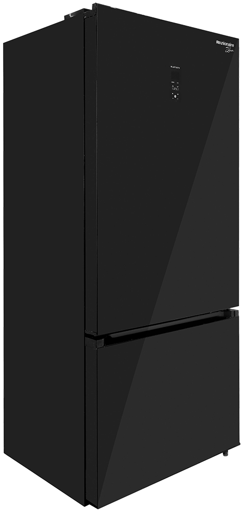 Unionaire Combi No Frost Refrigerator, 505 Liters, Digital Touch Screen, Bluetooth, Black Glass Door, Interior Handle, Black, URN-700CEPBLG1A-DXHRBXLN