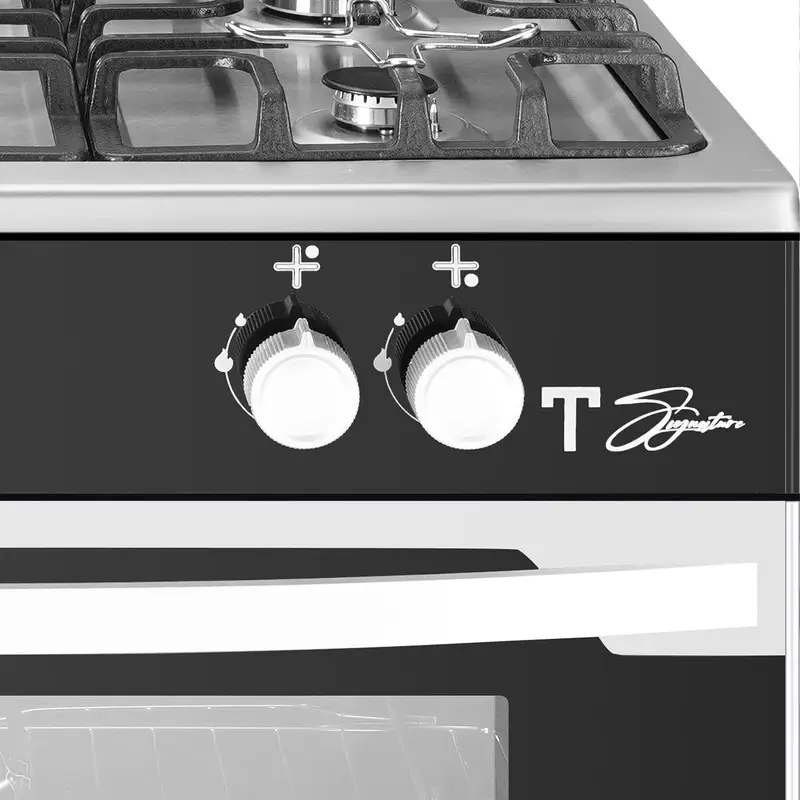 بوتاجاز يونيون اير تي سيجنيتشر سمارت ، مقاس 90 سم ، 5 شعلة ، حوامل زهر ، امان كامل ، مروحة فرن ، أسود * سيلفر ، C69SS-GC-447-ITSF-2W-TS-AL