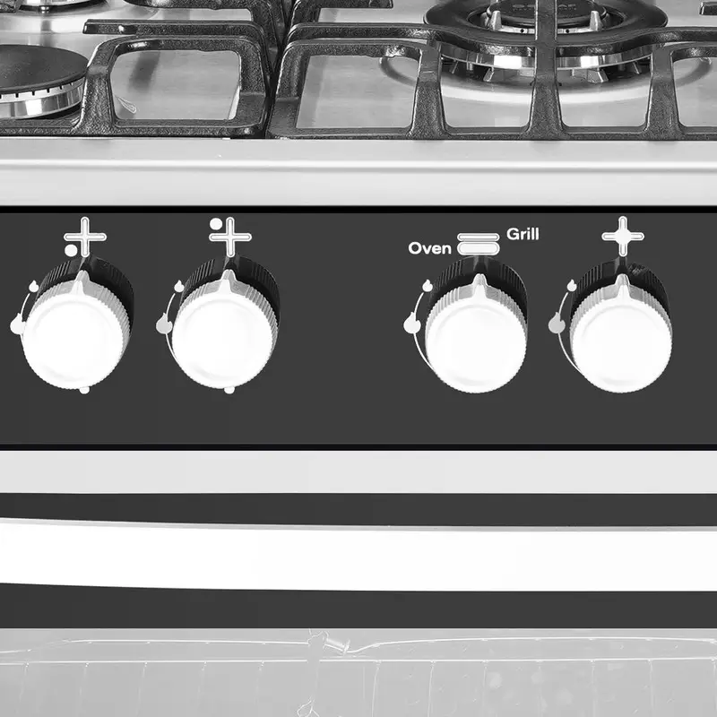 بوتاجاز يونيون اير تي سيجنيتشر سمارت ، مقاس 90 سم ، 5 شعلة ، حوامل زهر ، امان كامل ، مروحة فرن ، أسود * سيلفر ، C69SS-GC-447-ITSF-2W-TS-AL