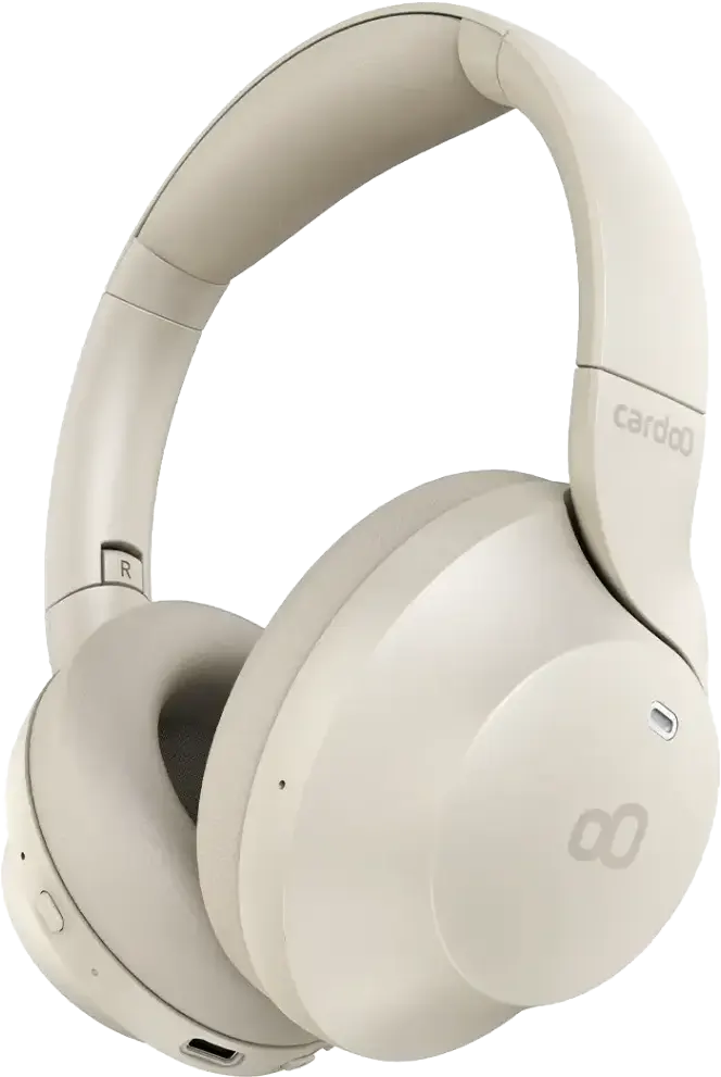 Cardoo Wireless Headphones, Bluetooth 5.4, ANC, 4 Mics, Foldable, Beige, CGLHDP01E