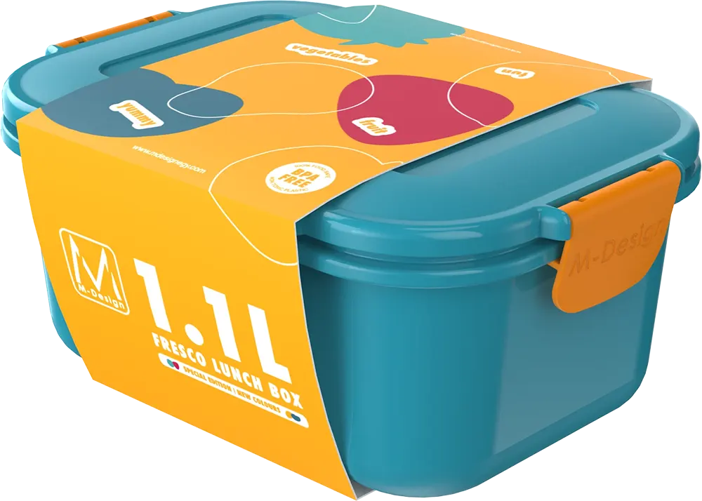M-Design Lunch Box, 1.1 L, Clips, Turquoise, Model 75112