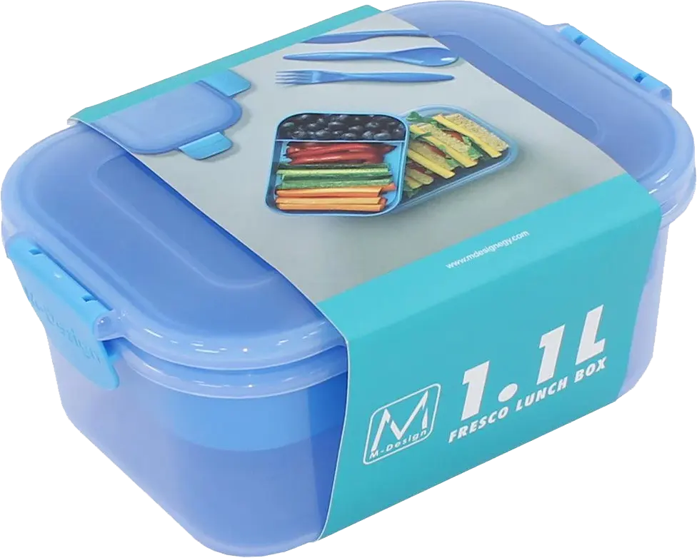 M-Design Lunch Box, 1.1 L, Clips, Blue, Model 6439
