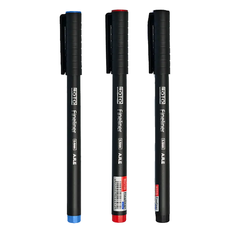 Roto Fineliner Pen, Feather Tip, 0.4 mm, Assorted Colors