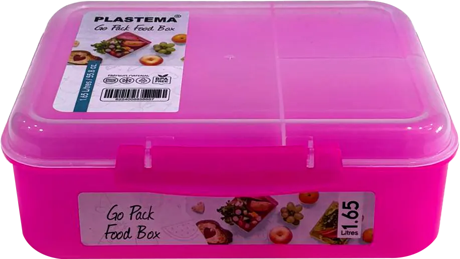 لانش بوكس بلاستيما جو باك 1.65 لتر ، غطاء شفاف، ألوان متعددة