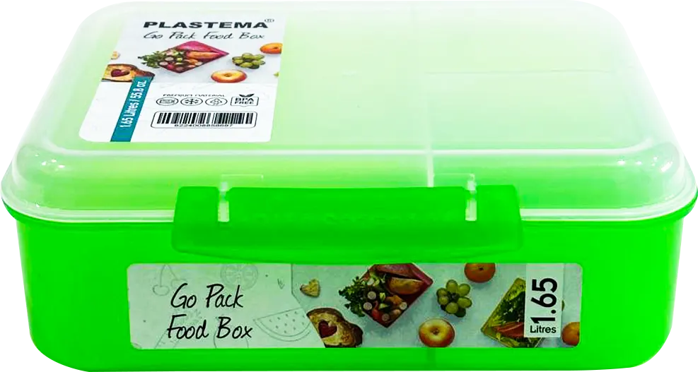 لانش بوكس بلاستيما جو باك 1.65 لتر ، غطاء شفاف، ألوان متعددة