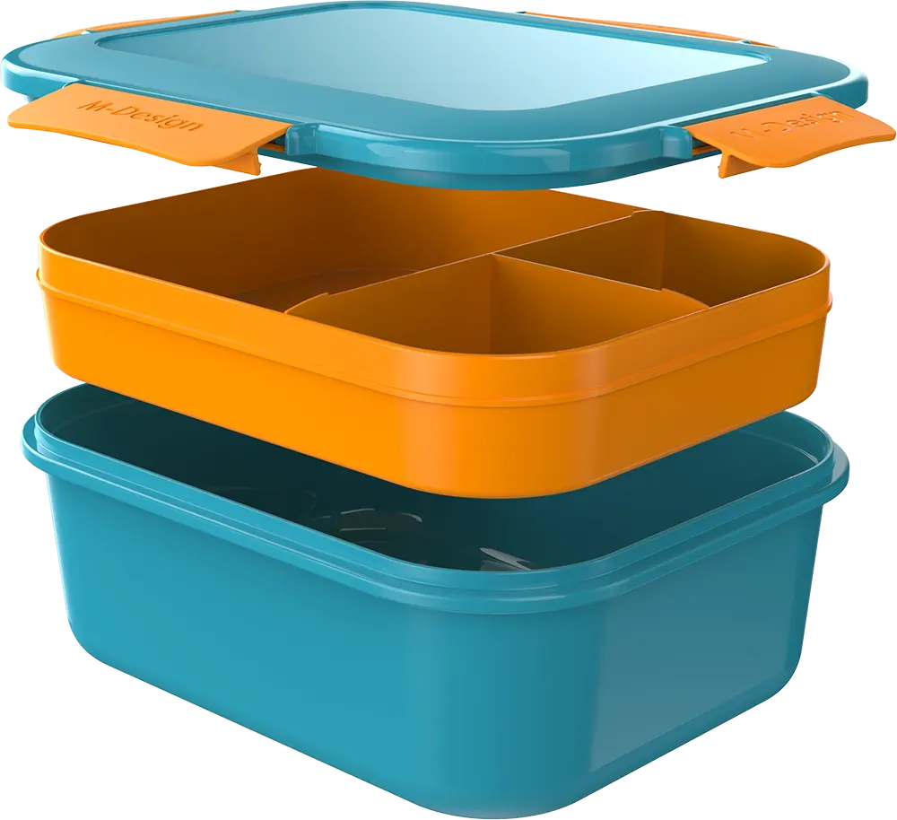 M-Design Lunch Box, 2.1 L, Clips, Turquoise, Model 75118